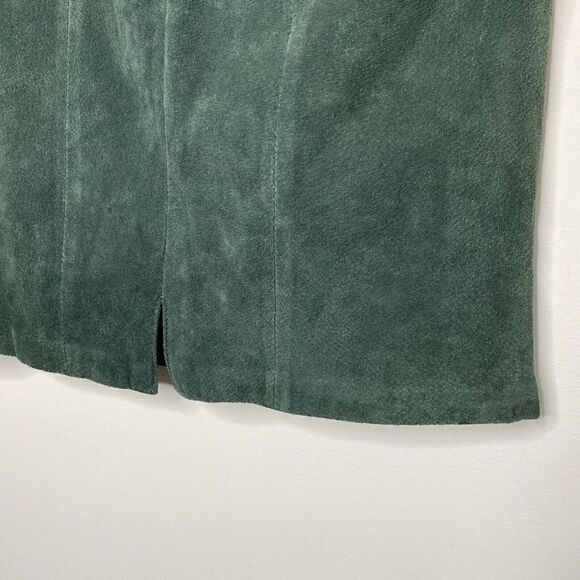 WINLIT Skirt Womens 5/6 Extra Small XS Green Suede Leather Straight Pencil VTG - Picture 5 of 7